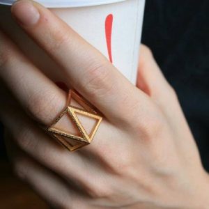 geometry trend3D printed ring made in brooklyn