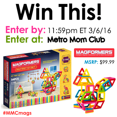Enter to win the 54 piece set of My First Magformers giveaway from MetroMomClub
